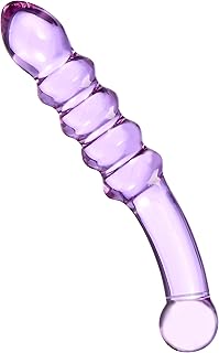 Ribbed or textured glass dildo