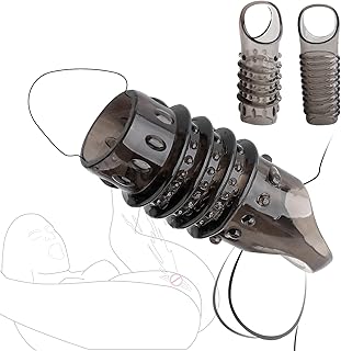 Reusable Condom Textured With Beads Extender Sleeve Penis Cover Cock Ring Dildo Sex Toys for Men