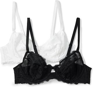 Amore Sheer Embroidered Balconette Bra Black & White