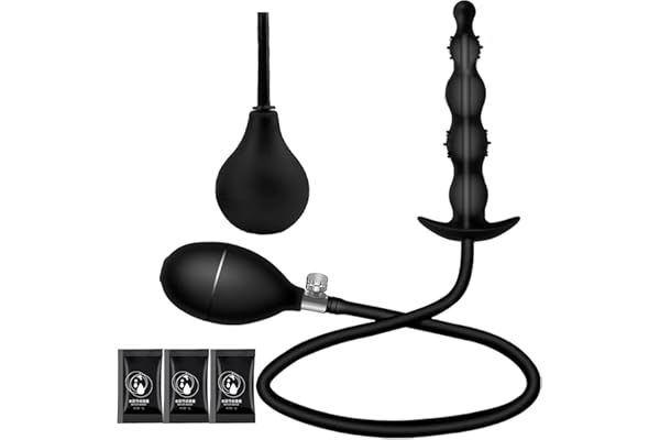 New Silicone Inflatable Bead Anal Plug with Solid Center Silicone Anal Balloon Pump with Quick Release Valve,Anal Sex Toys for Beginners and Advanced Users,Adult Sex Toys