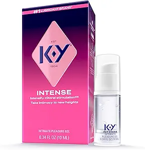 K-Y Intense 0.34 fl oz Adult Toy Friendly Female Pleasure Gel, Arousal Stimulant for Women, Couples Massage Enhancer, Tingling Cooling & Warming, Hormone & Paraben Free, Latex Condom Compatible