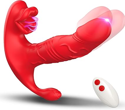 Thrusting Dildo, Rose Sex Toy Vibrator with Remote, Vibrator Wand Stimulation G Spot Clitoral and Nipples with 9 Vibration and 9 Thrusting Modes, Sexual Pleasure Tools for Women, Adult Toys for Female