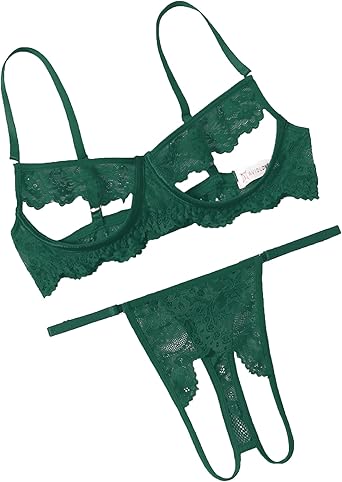 Avidlove Sexy Floral Lace Cutout Lingerie Set for Women Bra Panty 2 Piece
