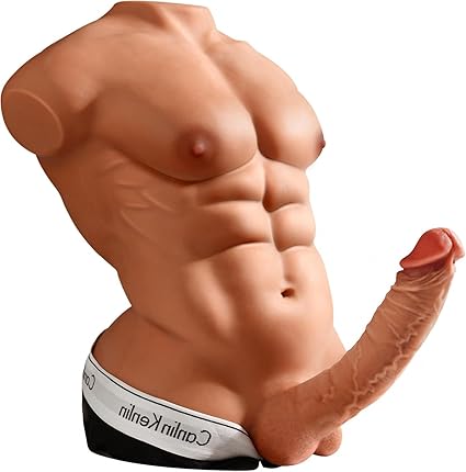 Male Sex Doll for Women with 8in Flexible Huge Dildo, Realistic 3D Muscular Male Torso Sex Dolls with Tight Anal for Men Gay Couple, Sex Toy for Female Masturbation