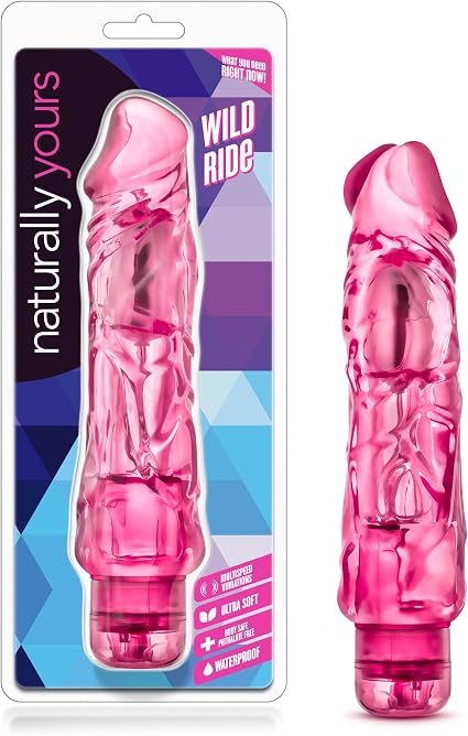 Blush Naturally Yours Wild Ride Adult Sex Toys 9" Vibrating Dildo - Realistic Clear Pink Dildo - Waterproof G-Spot Anal Vibrator Dildo for Women Men Couples - Sexual Wellness & Pleasure Toy