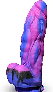 9.5'' Huge Realistic G-Spot Anal Dildo, Ex-Thick (7.5'' Girth), Suction Cup | For Hands-Free Solo / Strap-On Pegging Play, Fantasy Color, Soft Liquid Silicone Dildos, Adult Sex Toys for Women Men Couples