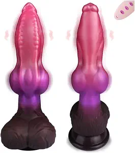 Vibrating Knot Dildo Fantasy Dog Dildos Vibrator, 9.3" Monster Dragon Animal Dildo with 8 Vibrations, Remote Control G-Spot Anal Prostate Stimulator Silicone Alien Wolf Adult Sex Toy for Men Women