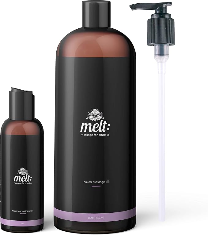 Melt Sensual Massage Oil | Relaxing, Therapeutic Sweet Almond Oil | Soft, Moisturizing Skin Therapy | Provides Couples with Muscle, Body Tension & Stress Relief (16oz)